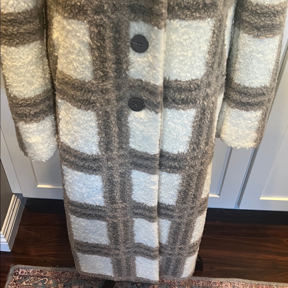 Anthropologie NVLT Tan Teddy Coat – Cream & Tan Windowpane – Size XS – EUC - Picture 4 of 10